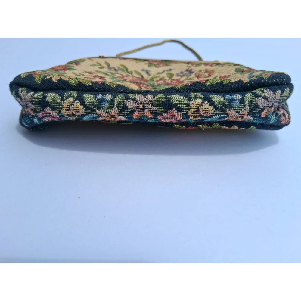 Vtg Tapestry Floral Hand Bag purse Multi Colored‎ Cottagecore Floral